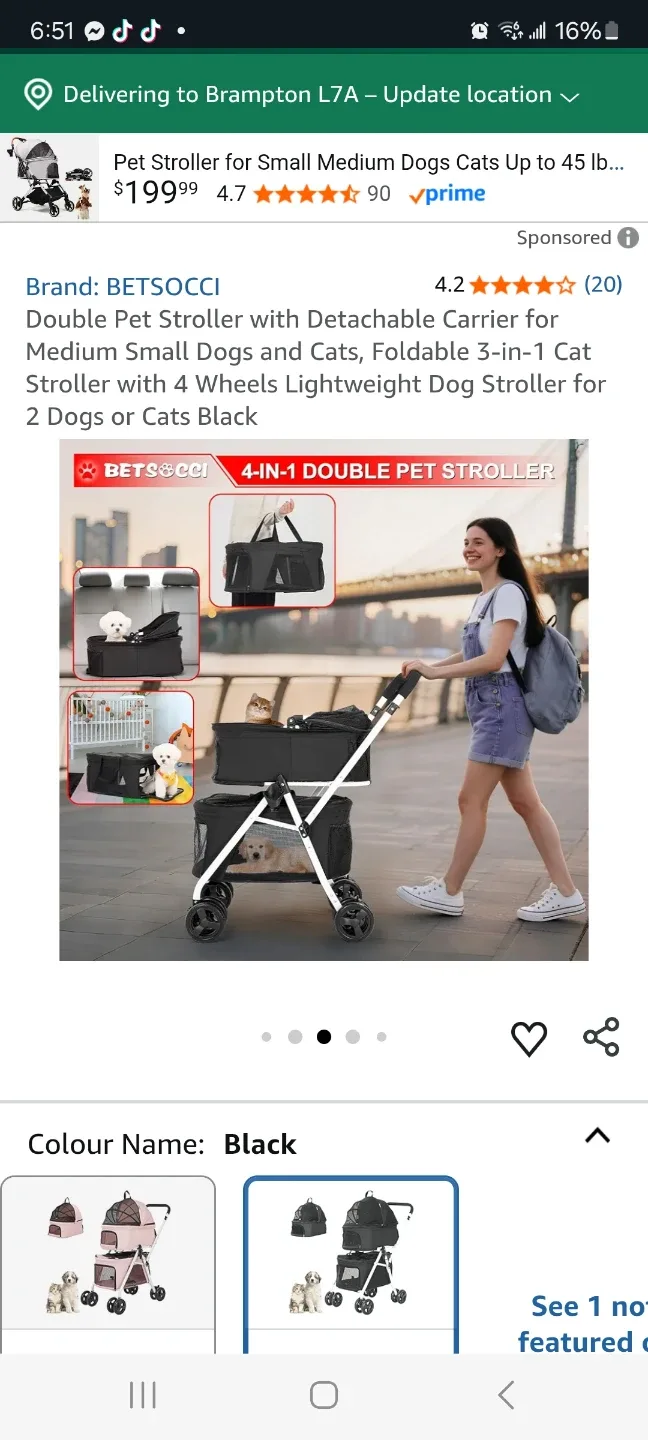Double Pet Stroller with Detachable Carriers brand new image indicator(3)