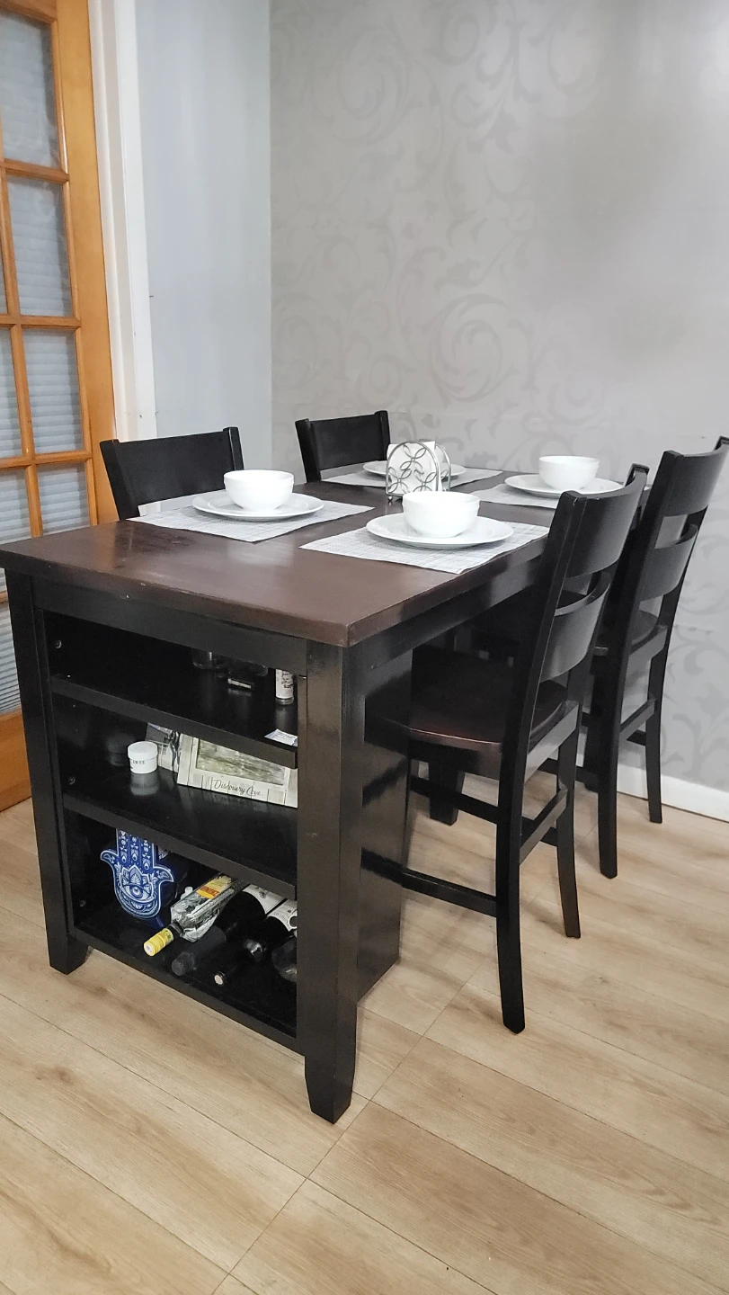 Dining Table with 4 Chairs - Brown/Black