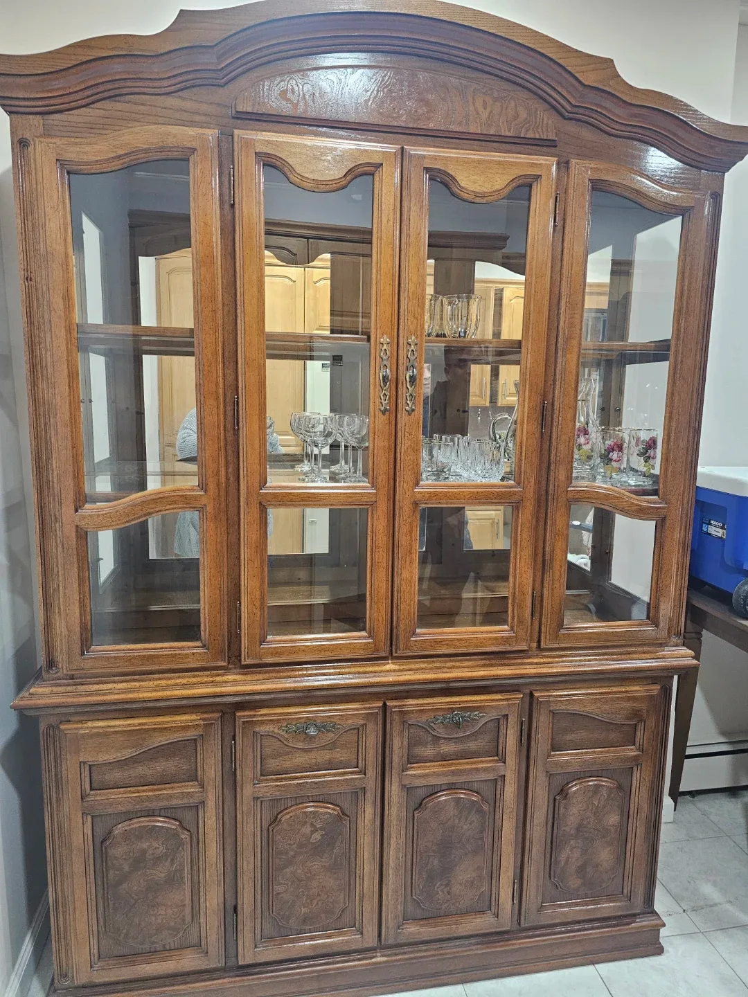 Wooden China Cabinet with Glass Doors