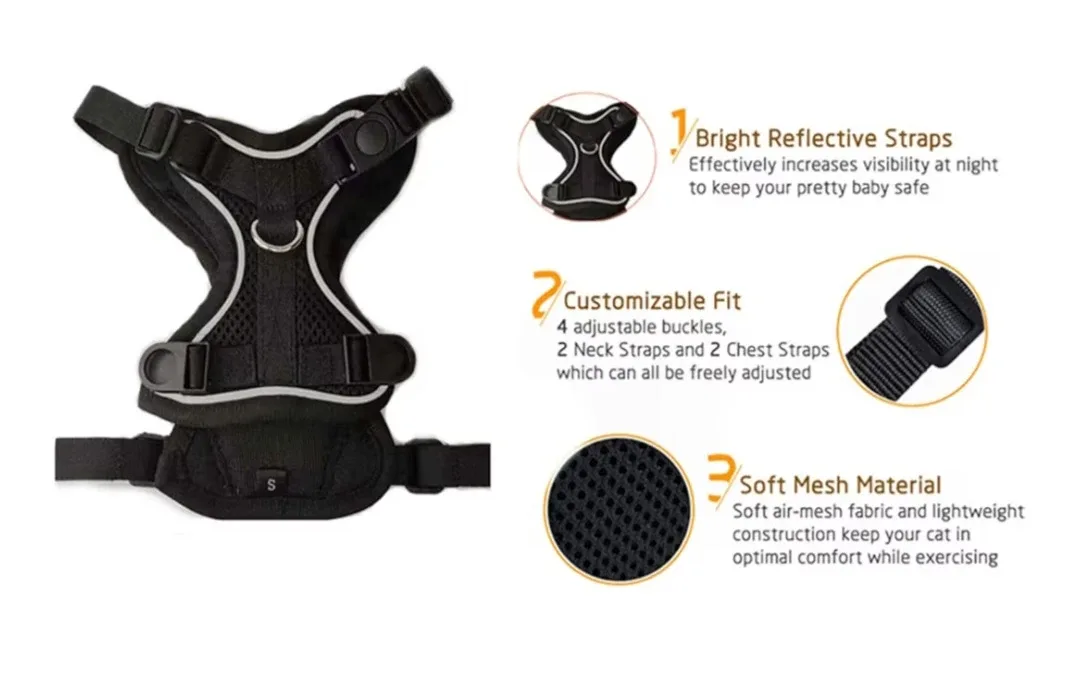 Bechtel Cat Harness with Leash & Car Seatbelt - Black, Size S image indicator(5)