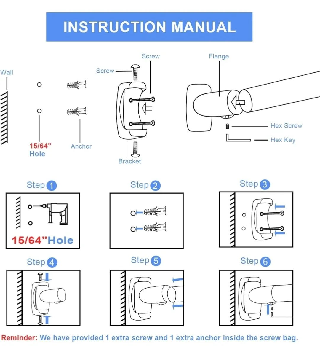 Curved Shower Curtain Rod, Adjustable 45-72 Inches - NEW image indicator(6)