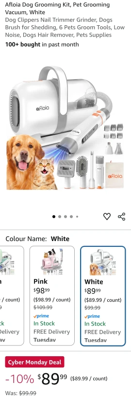 aFloia Dog Grooming Kit, Pet Grooming Vacuum, White - photo 4
