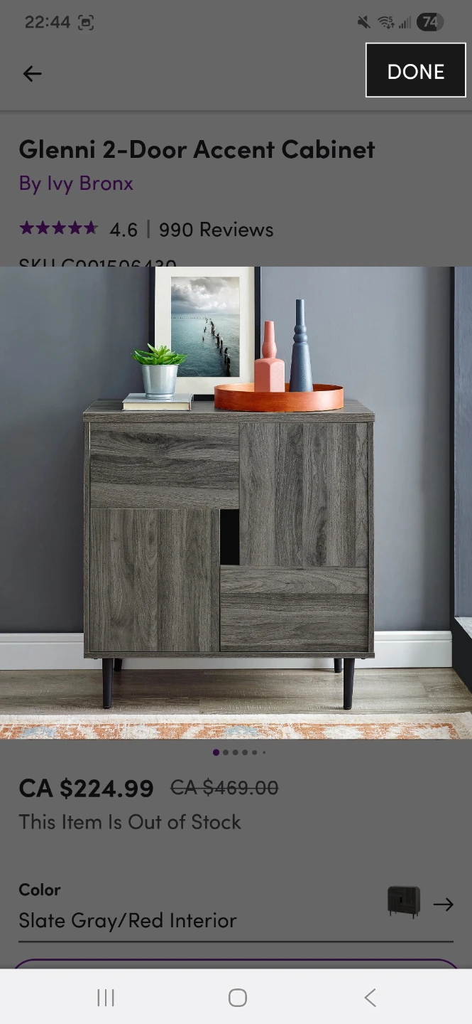 Ivy Bronx Glenni 2-Door Accent Cabinet - Slate Grey/Red - photo 2