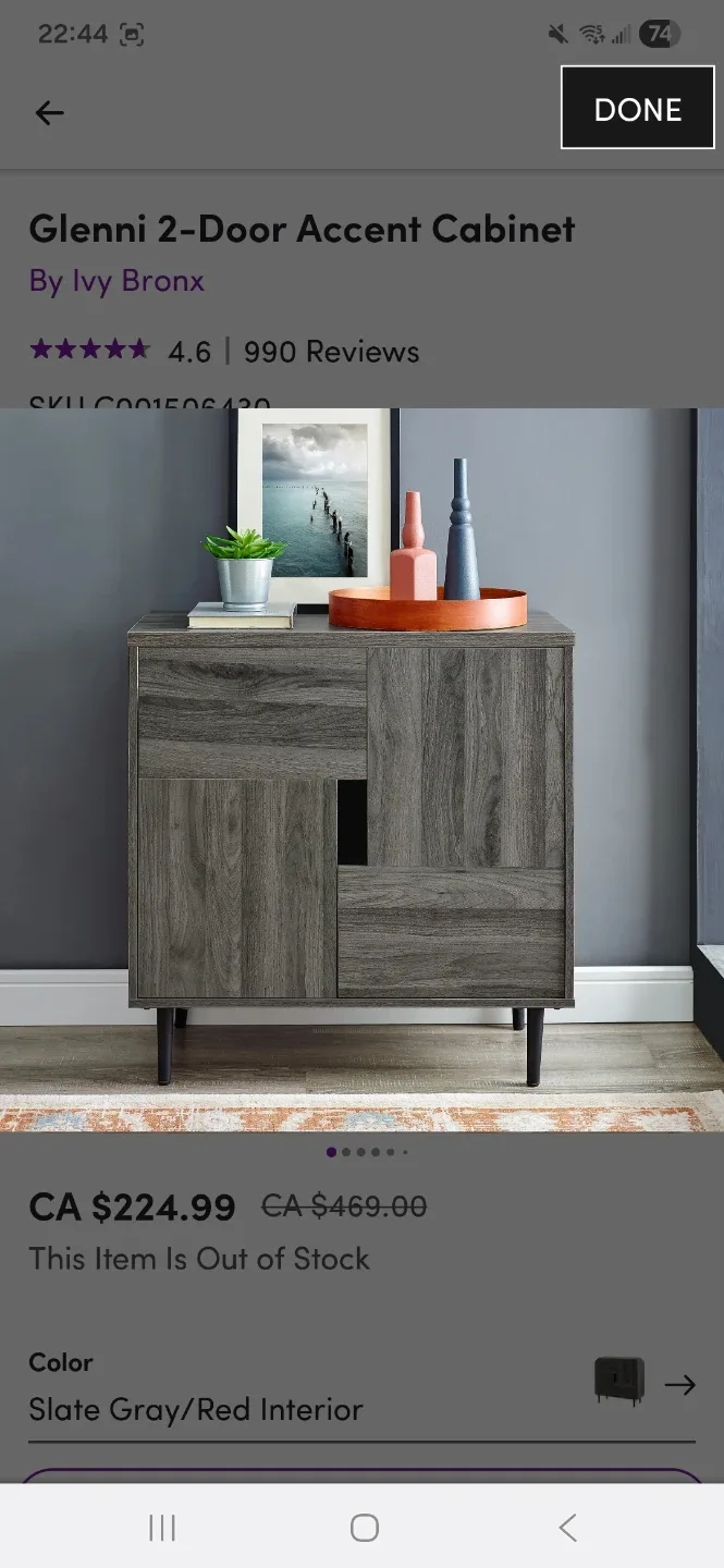 Ivy Bronx Glenni 2-Door Accent Cabinet - Slate Grey/Red image indicator(2)