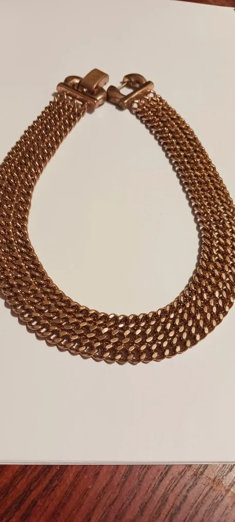 Bergé Designer Signed 1940s  Retro Modern Gold Plated Necklace