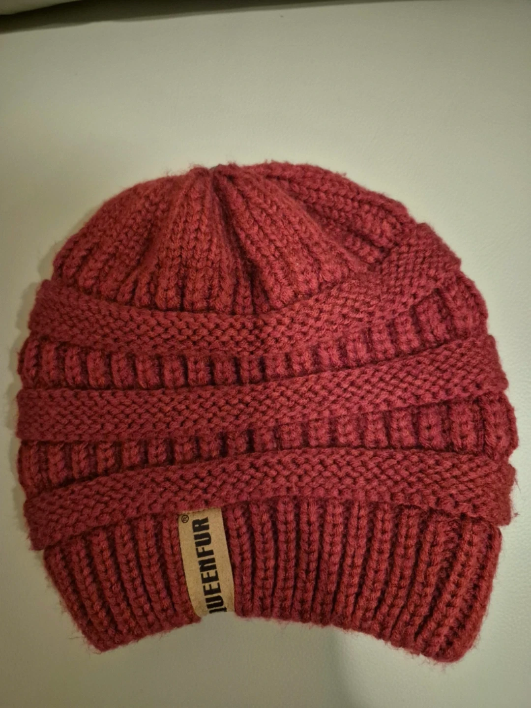 Queenfur Burgundy Knit Hat and Scarf Set