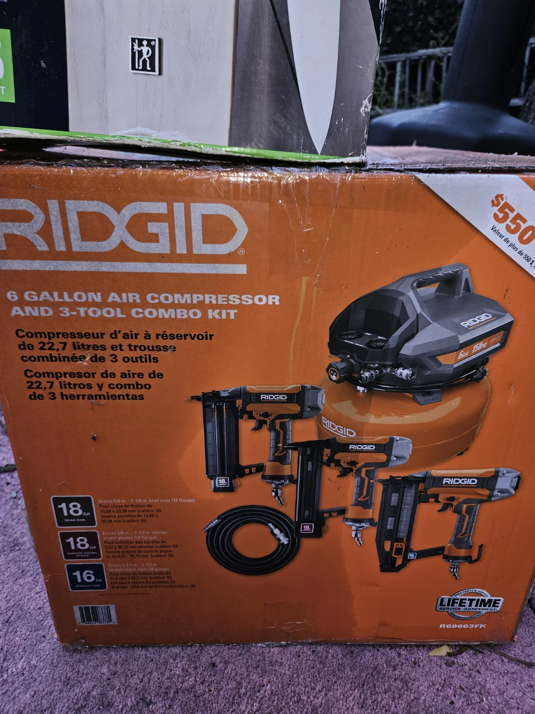 RIDGID 6 Gallon Air Compressor and 3-Tool Combo Kit