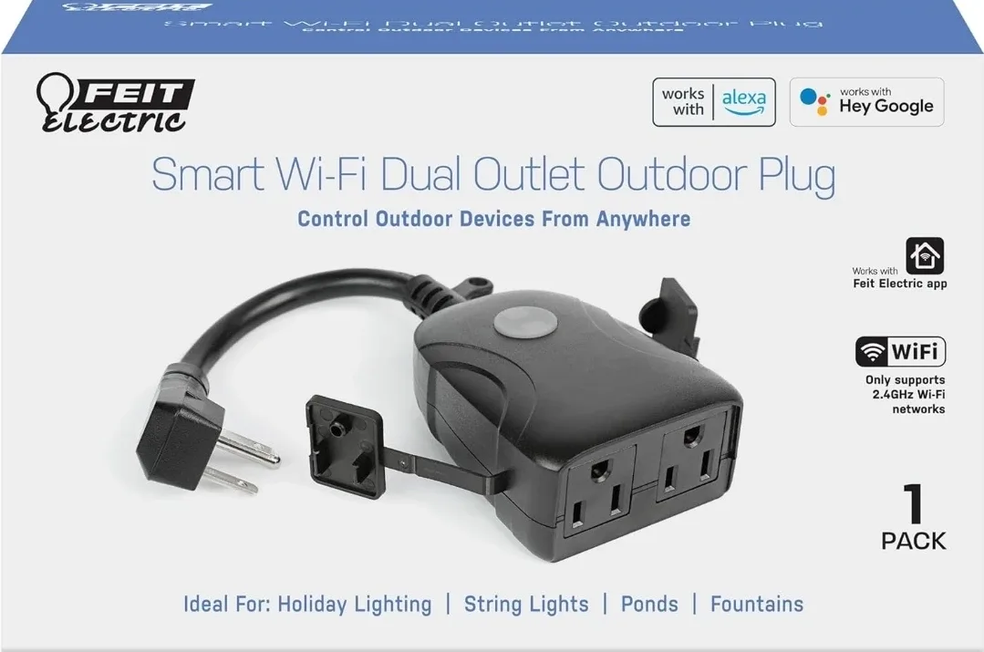 Feit Electric Smart WiFi Dual Outlet Outdoor Plug image indicator(2)