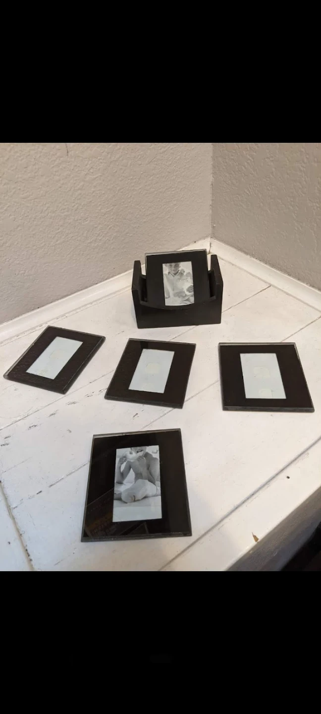 Set of 5 Black Picture Frame Coasters