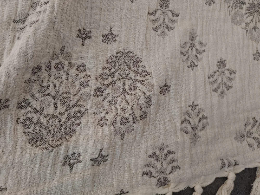 100% cotton Patterned Throw Blanket with Tassels image indicator(4)