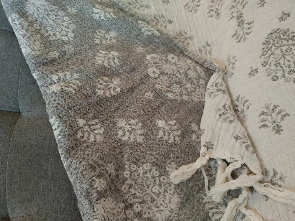 100% cotton Patterned Throw Blanket with Tassels image indicator(5)