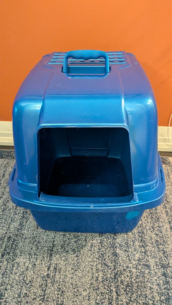 Blue Covered Cat Litter Box