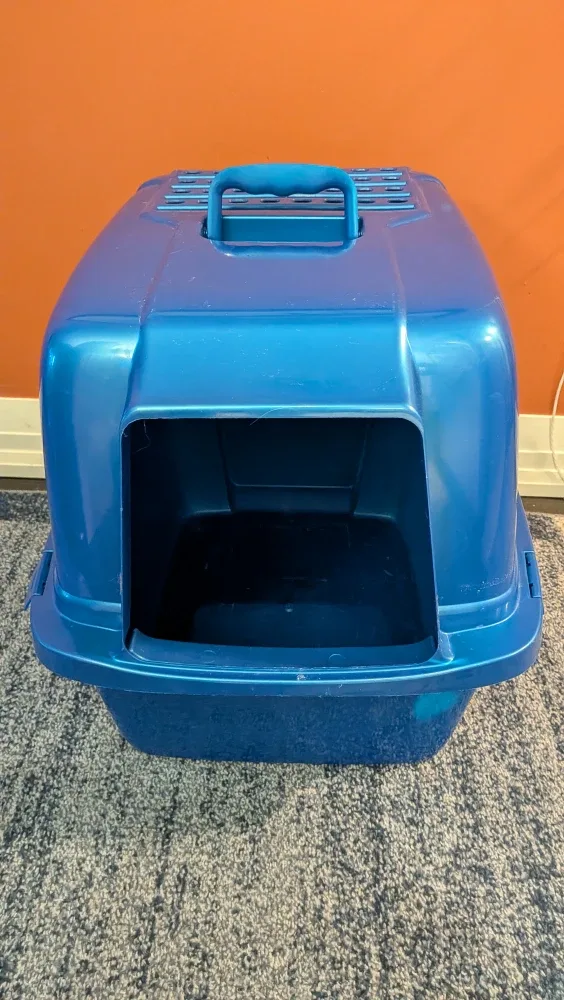Blue Covered Cat Litter Box
