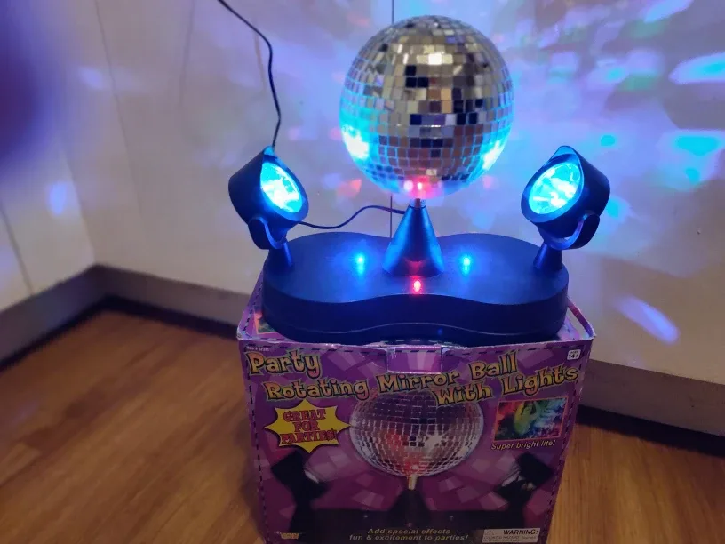 Party Rotating Mirror Ball with Lights