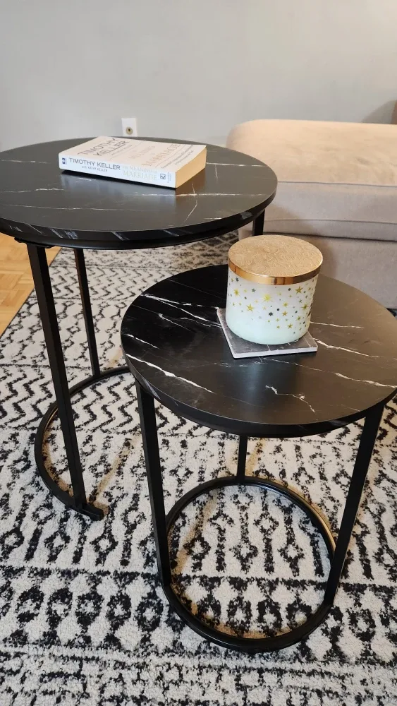 Black Marble-Finish Coffee Tables set (2 new pcs) image indicator(2)