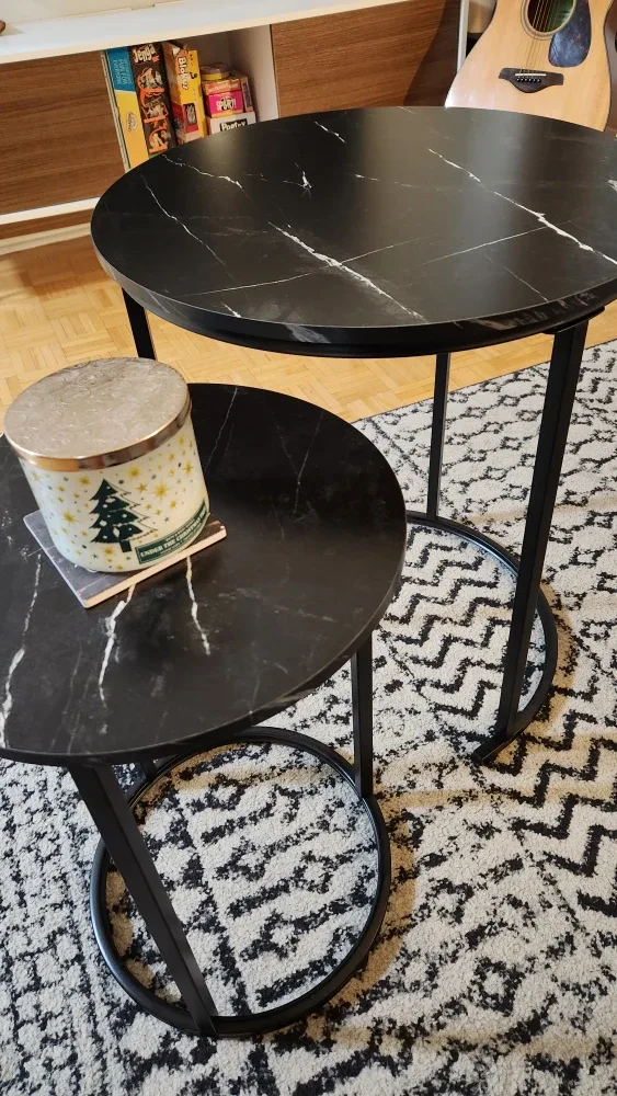 Black Marble-Finish Coffee Tables set (2 new pcs) image indicator(3)