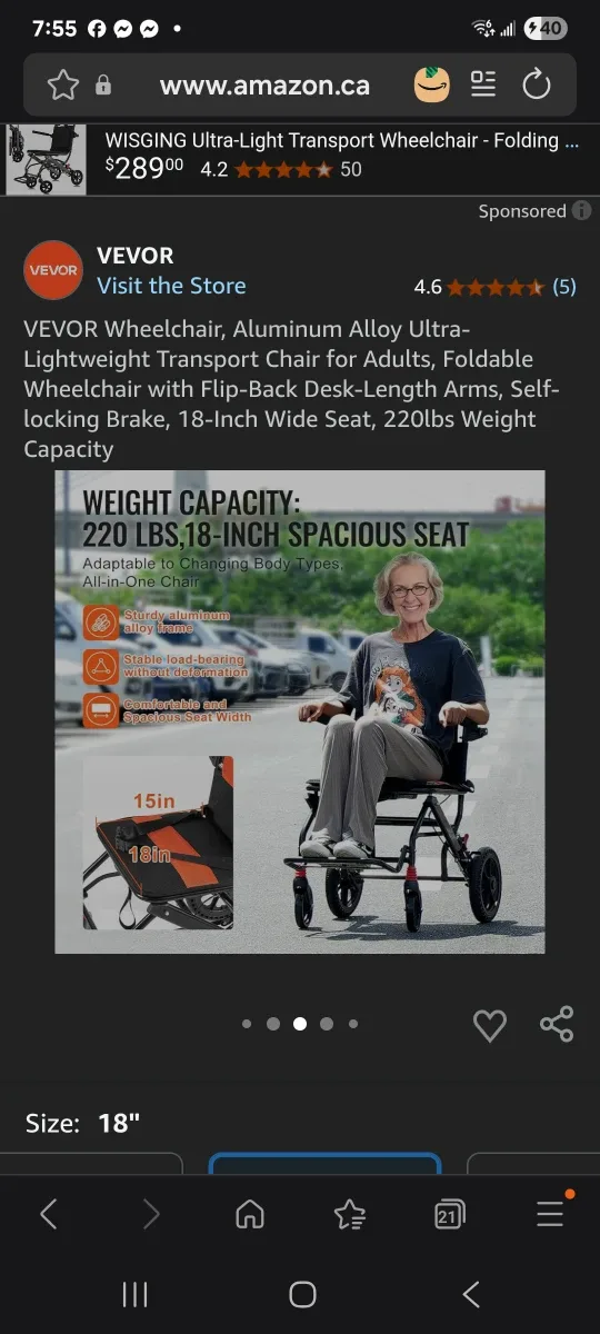 VEVOR TRAVEL WHEEL CHAIR/Transport chair image indicator(3)