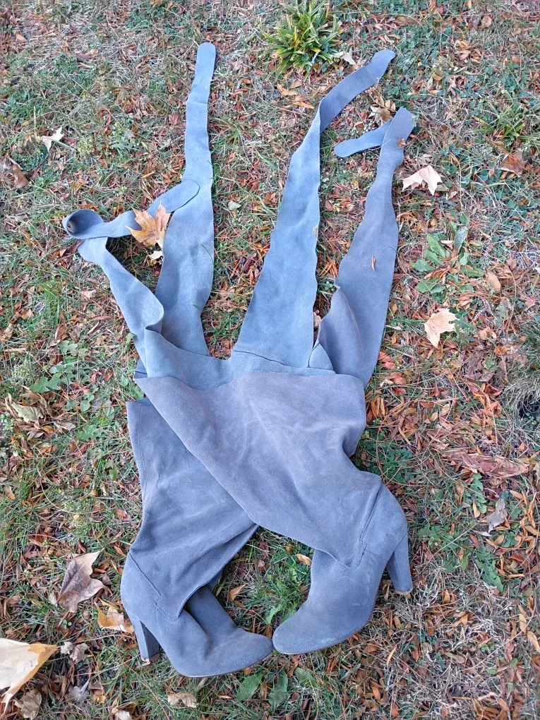 Gray Suede Jeffrey Campbell Libby Wrap Boots sz 7 thumbnail