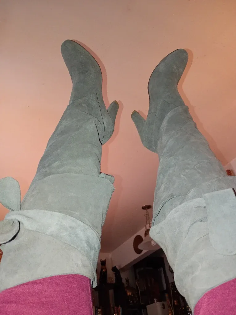 Gray Suede Jeffrey Campbell Libby Wrap Boots sz 7 image indicator(4)