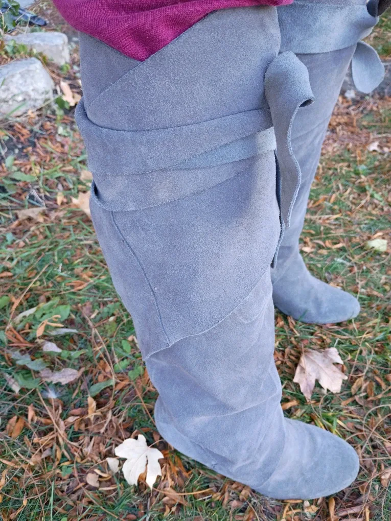 Gray Suede Jeffrey Campbell Libby Wrap Boots sz 7 image indicator(5)