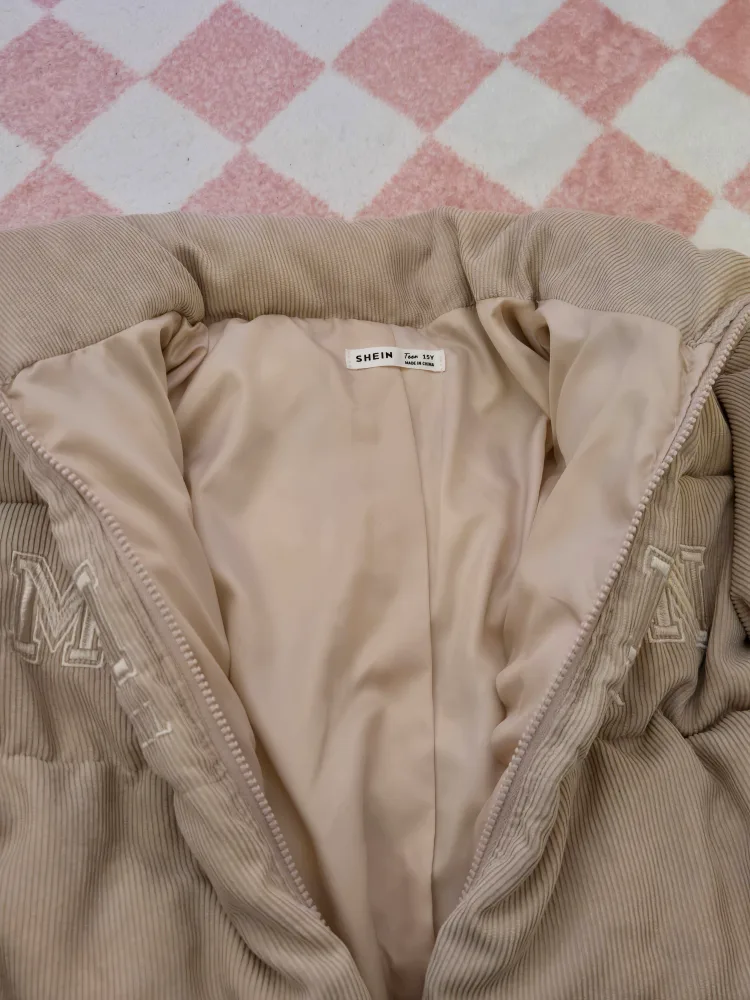 SHEIN Beige Corduroy Puffer Jacket - Size Girls 15y image indicator(4)