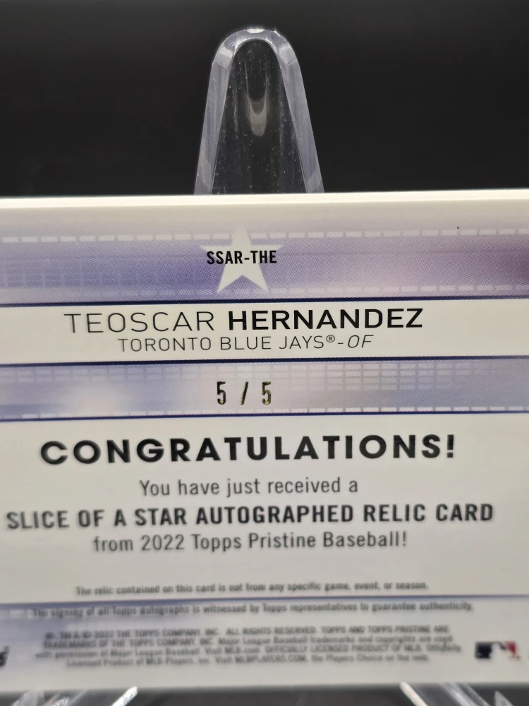 Teoscar Hernandez Topps Pristine Baseball Autograph Relic /5 - photo 3