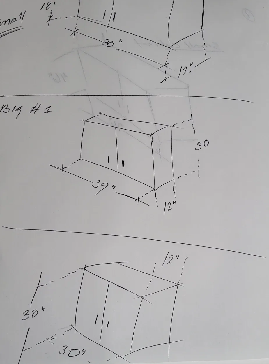 3 Used Wooden Kitchen Cabinets - one small-2 bigs image indicator(3)