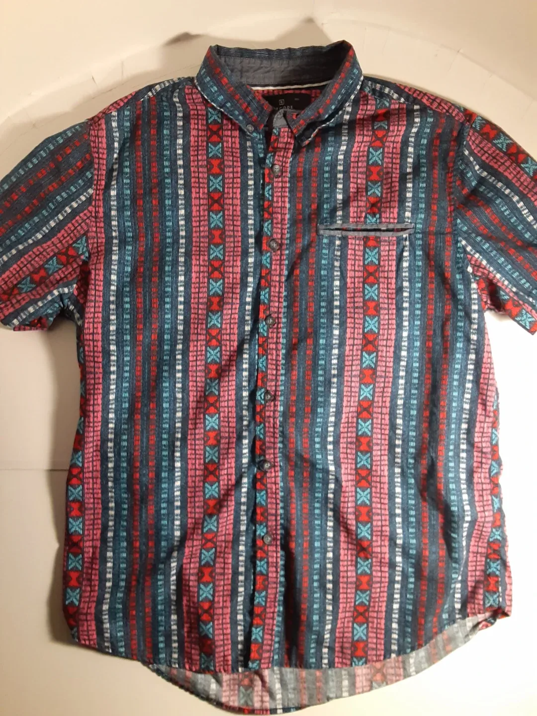 Zipcode - Short Sleeve Funky Patterned Button-Down Shirt | S: LG image indicator(2)