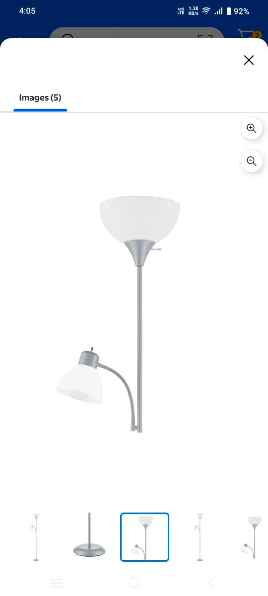 Silver Floor Lamp with Reading Light image indicator(2)