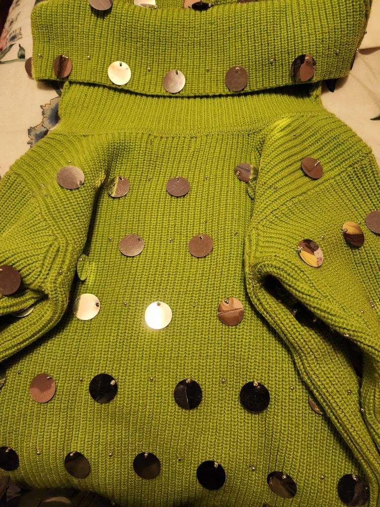 Green Sequin Knit Sweater - photo 2