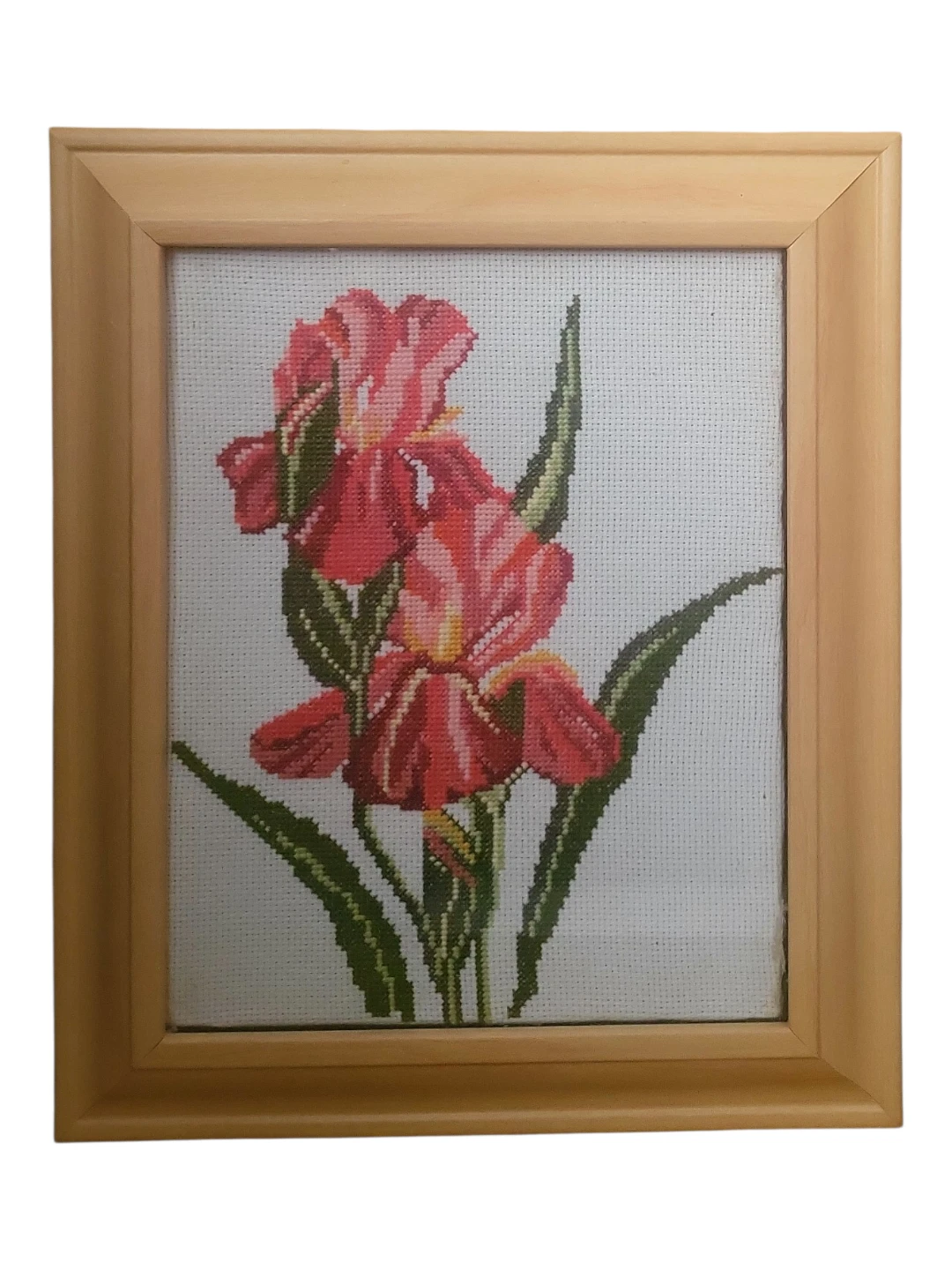 Framed Cross-Stitch Flower Art. 11 x 12 inches - photo 4
