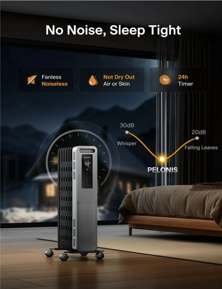 Pelonis 1500W Electric 3-Setting Oil Filled - photo 2