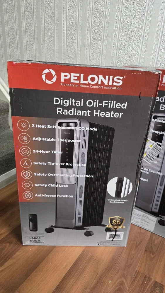 Pelonis 1500W Electric 3-Setting Oil Filled image indicator(9)