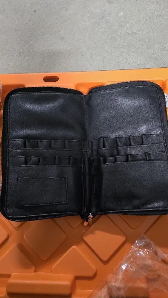 Black Leather Makeup Brush Case