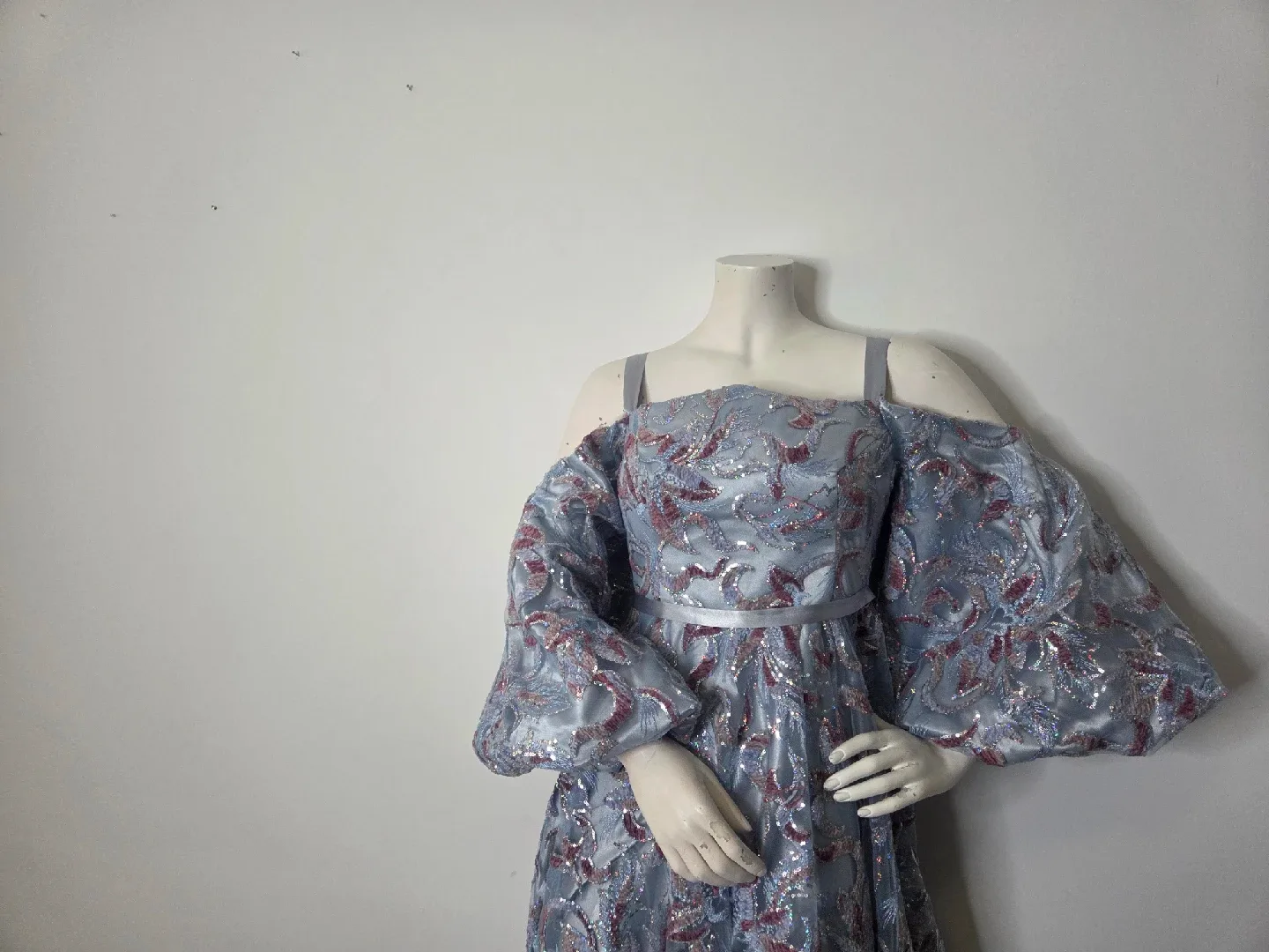 Blue Floral Off-Shoulder dress thumbnail