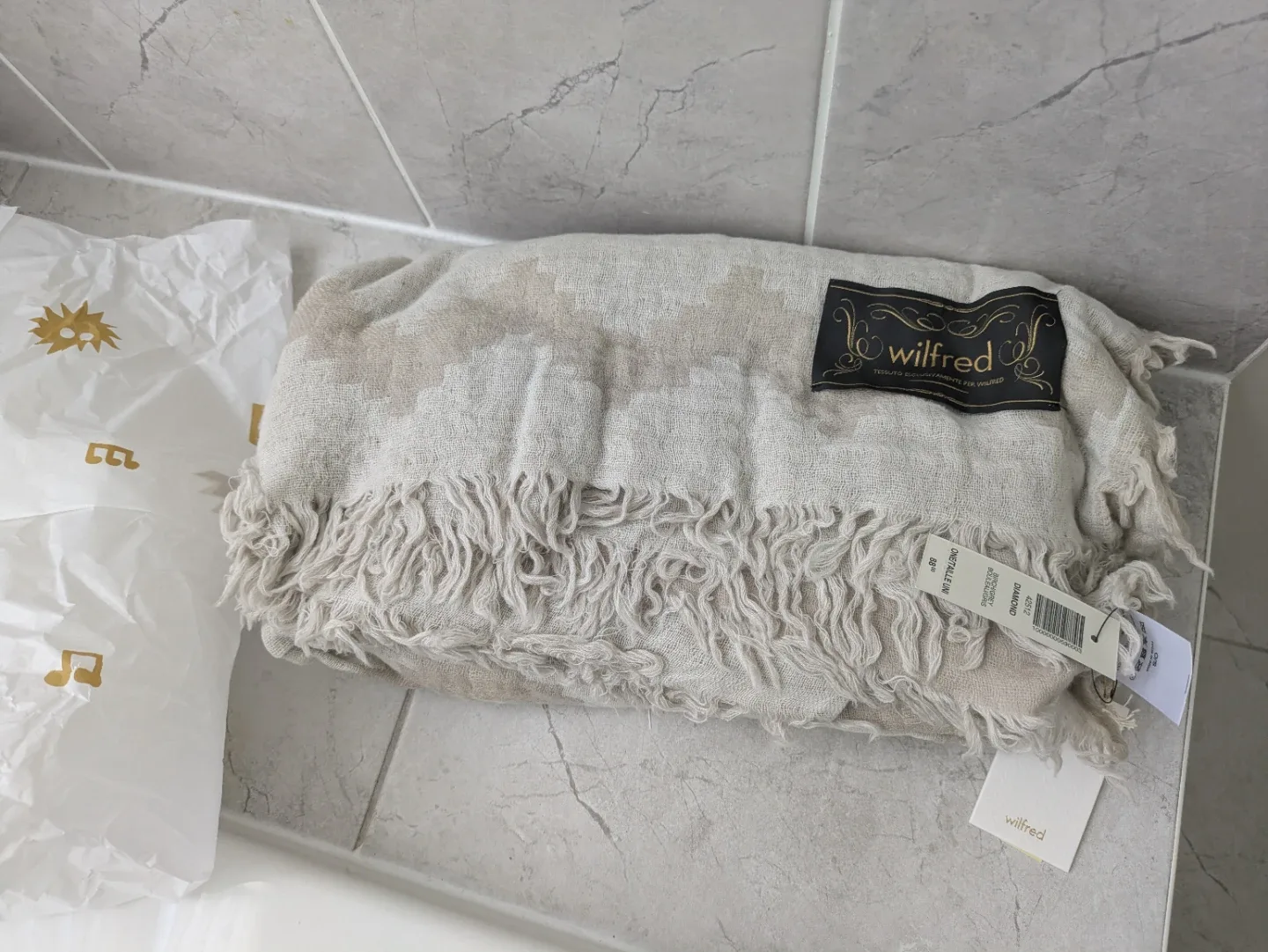 Wilfred Diamond Scarf - Birch/Grey