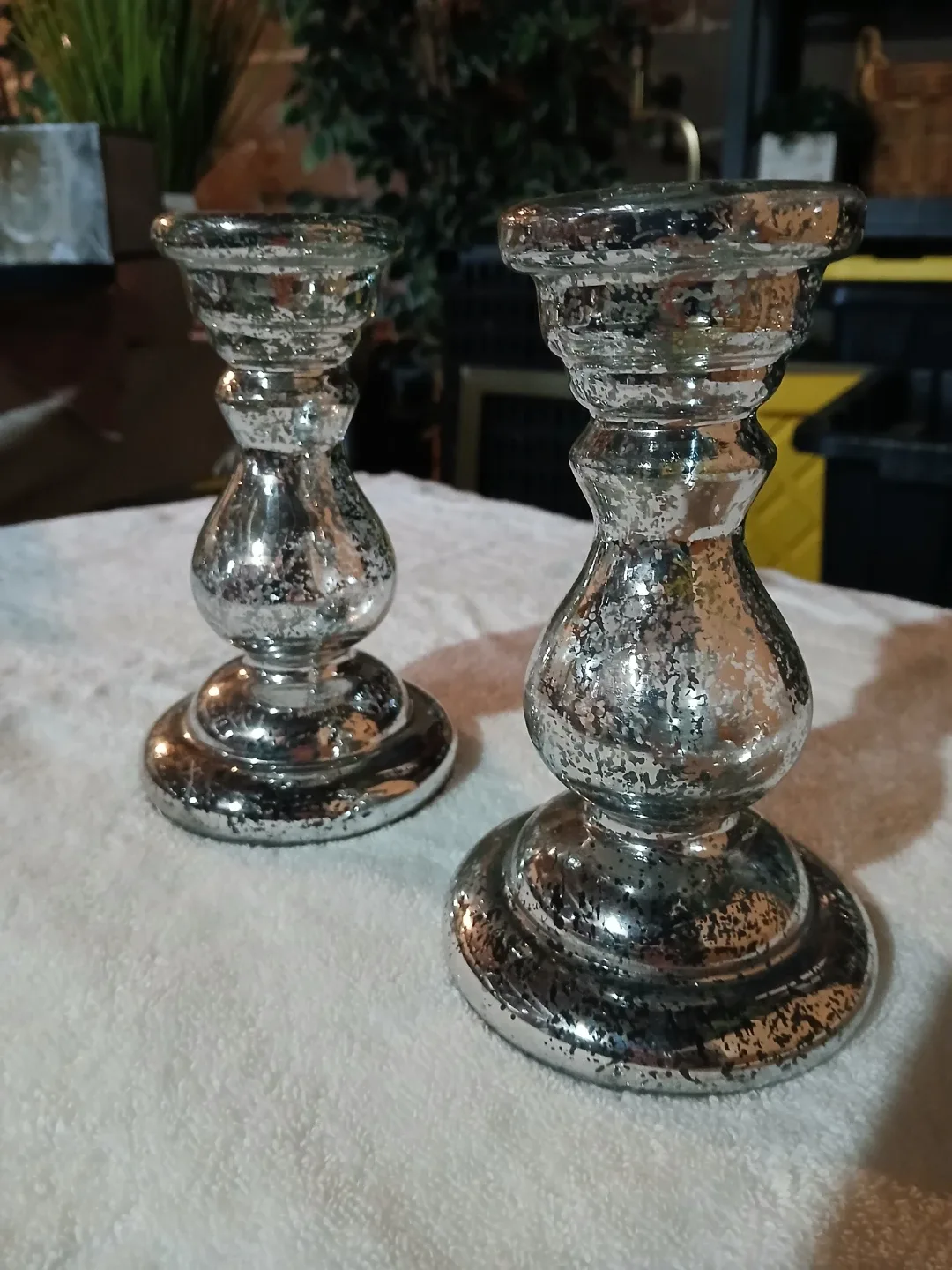 Silver Mercury Glass Candlestick Holders (Set of 2) thumbnail
