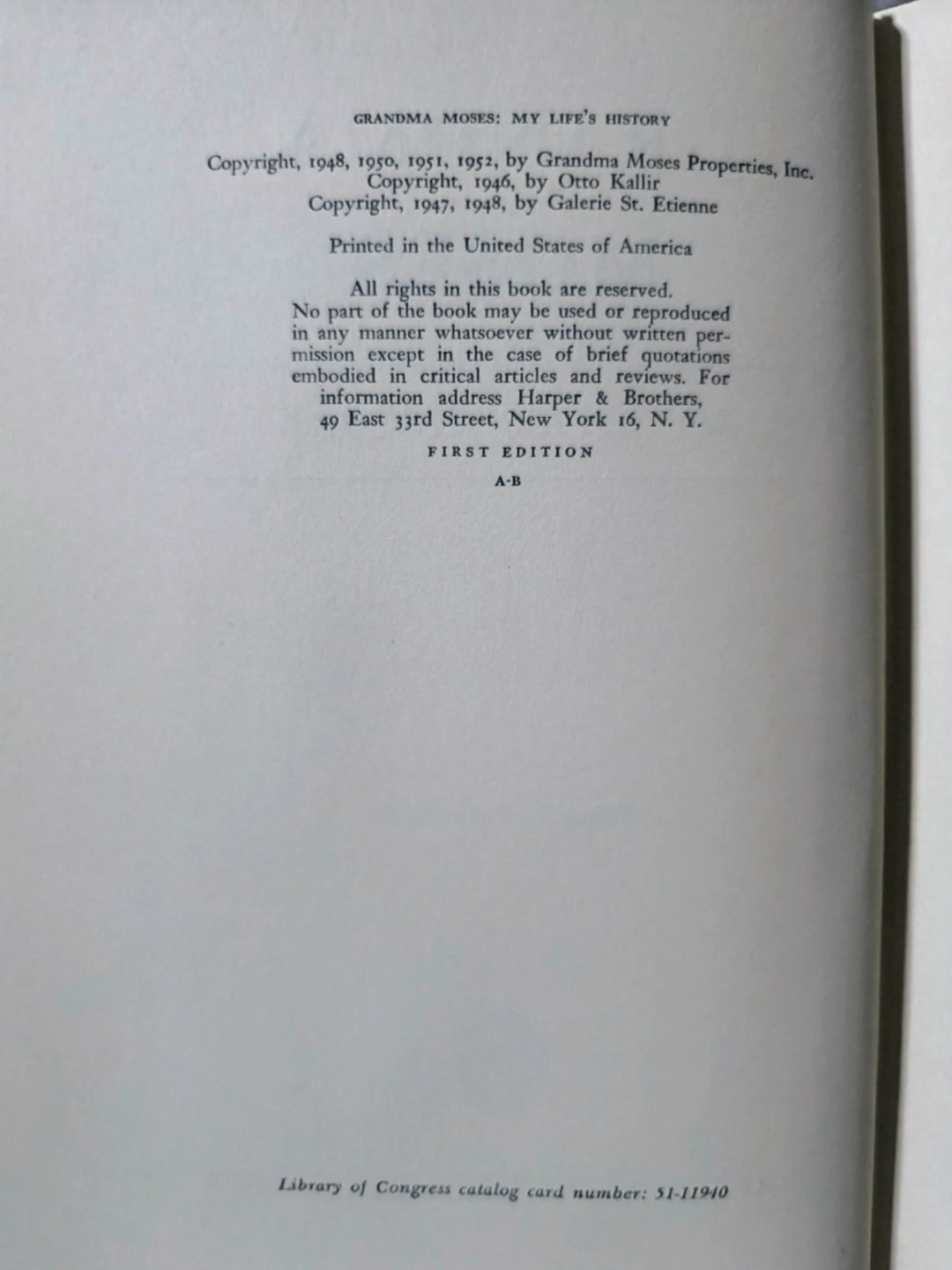 Grandma Moses: My Life's History, First Edition, Hardback - photo 5
