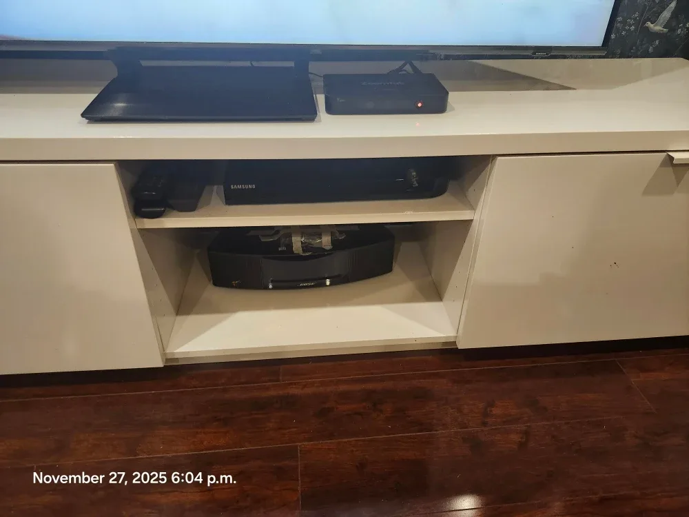 White TV Stand with Storage image indicator(4)