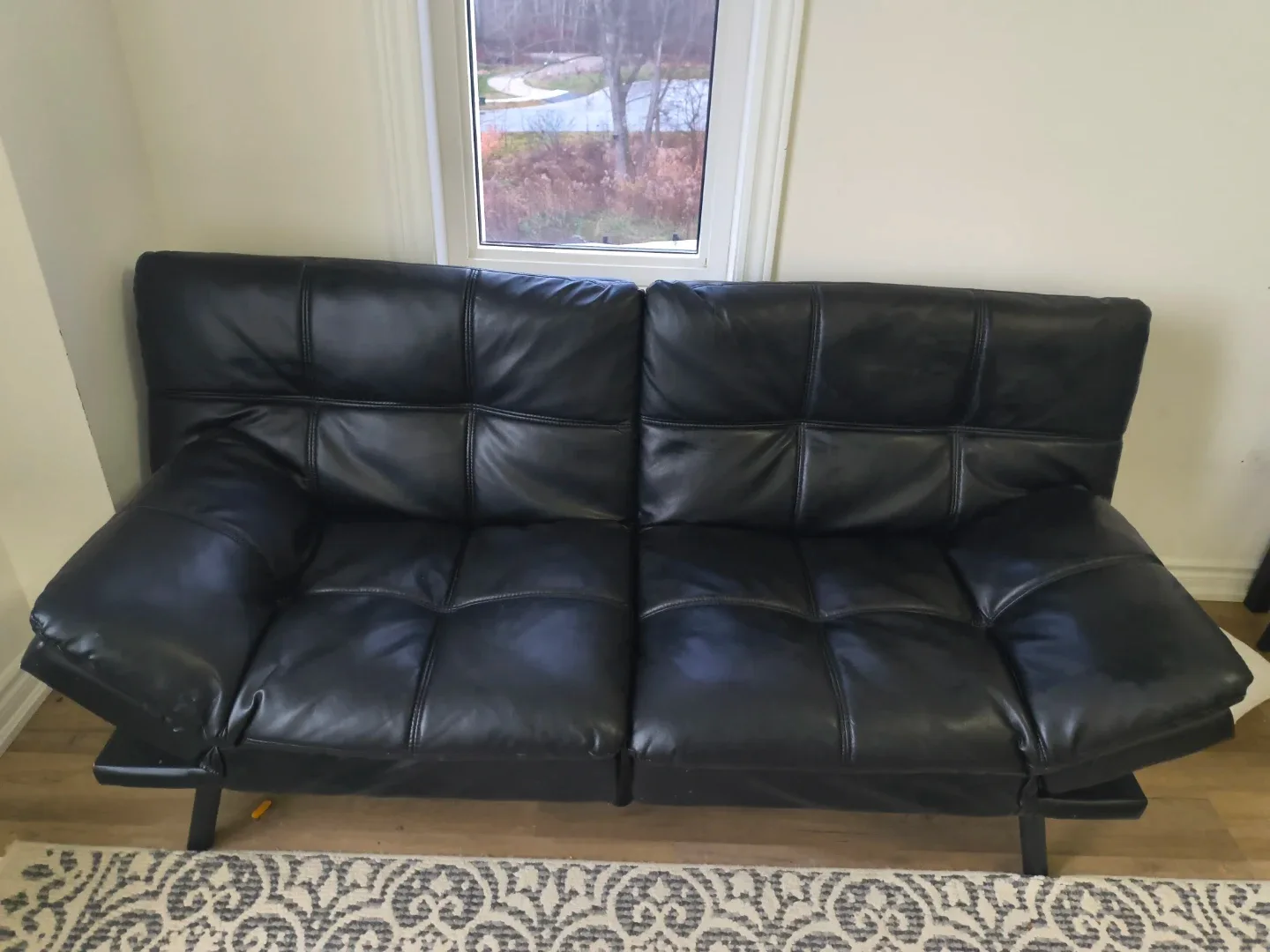 Black Faux Leather Futon Sofa Bed