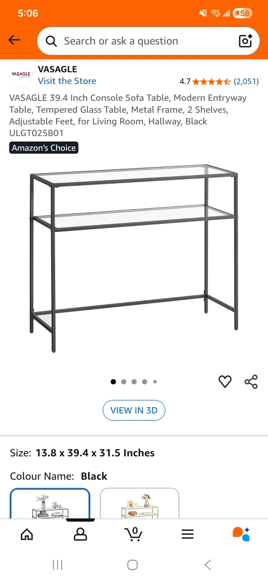 VASAGLE Console Table - Black image indicator(4)