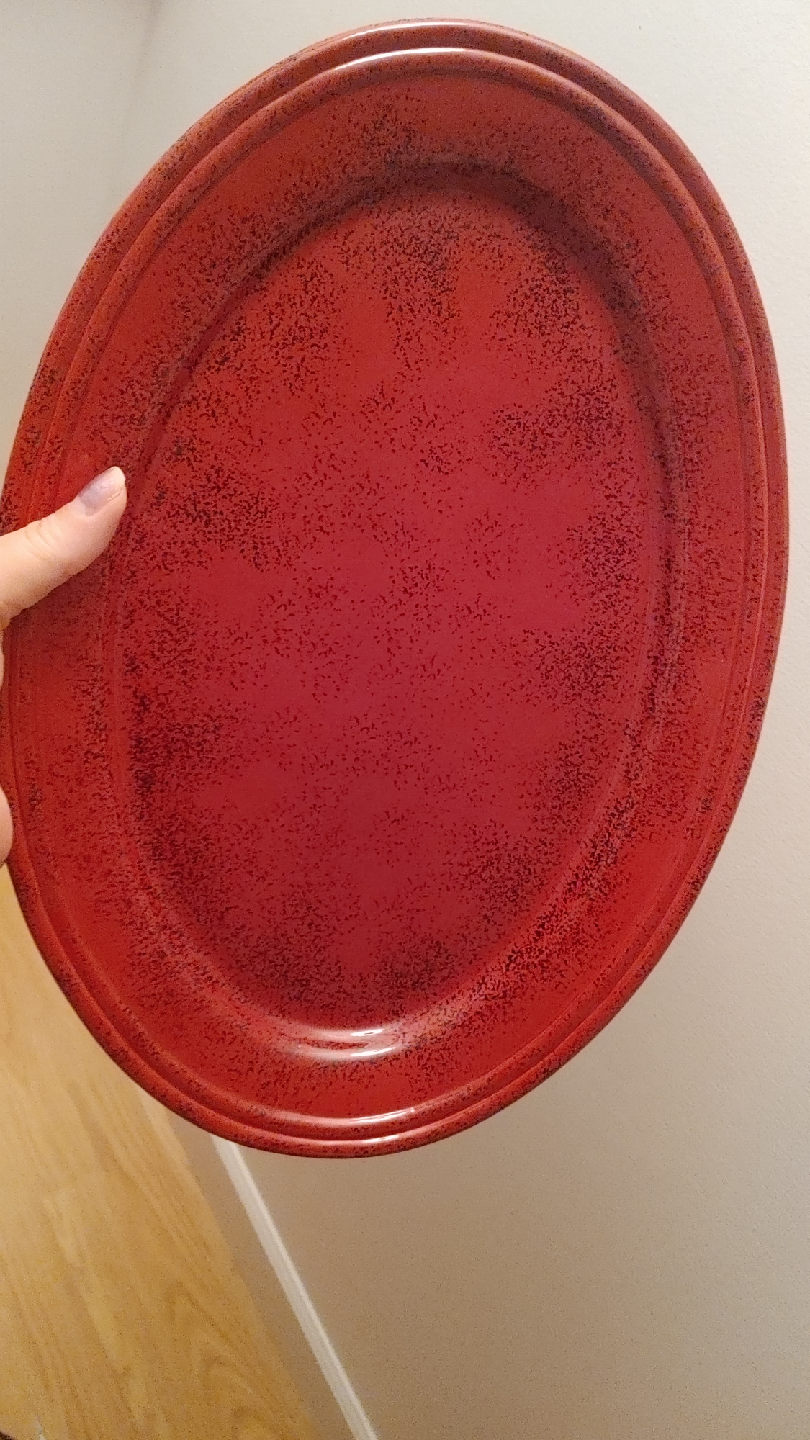Large Red Speckled Oval Platter