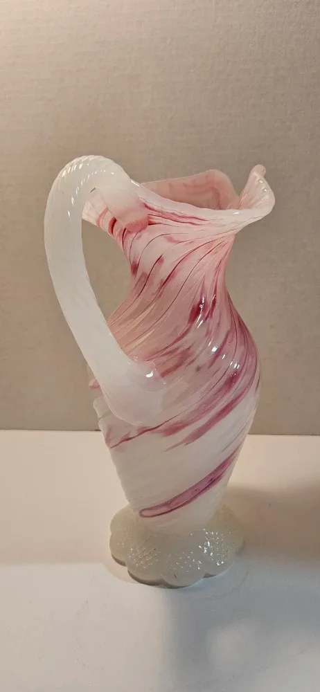 Rossi Swirled White & Red Glass Pitcher image indicator(3)