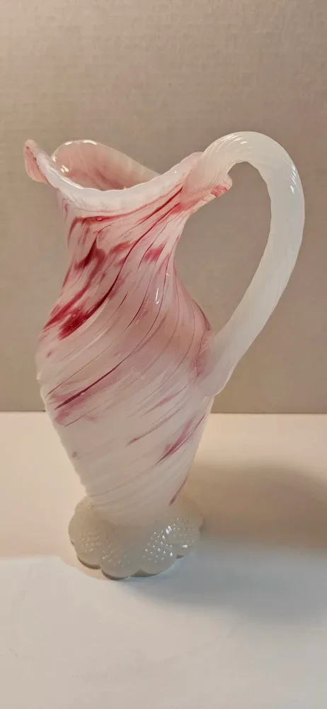 Rossi Swirled White & Red Glass Pitcher image indicator(5)
