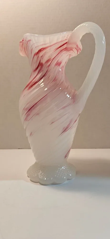 Rossi Swirled White & Red Glass Pitcher image indicator(6)