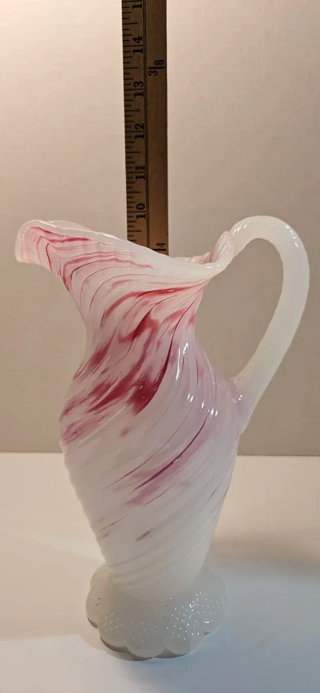 Rossi Swirled White & Red Glass Pitcher image indicator(8)