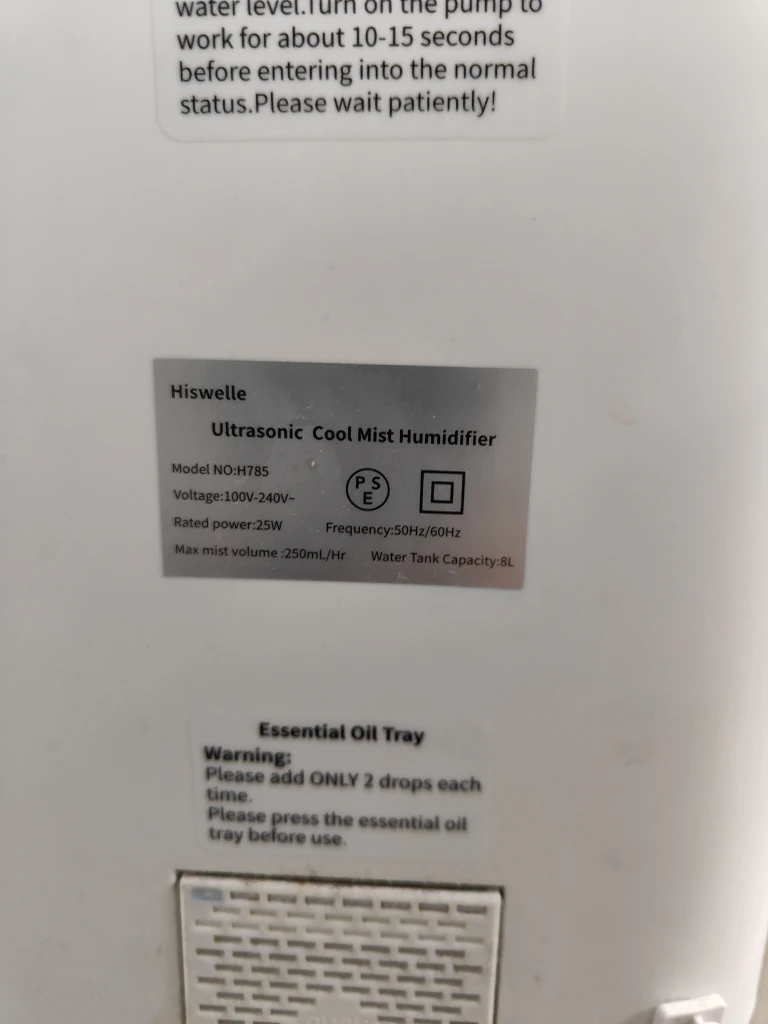 Hiswelle Ultrasonic Cool Mist Humidifier - White - photo 2