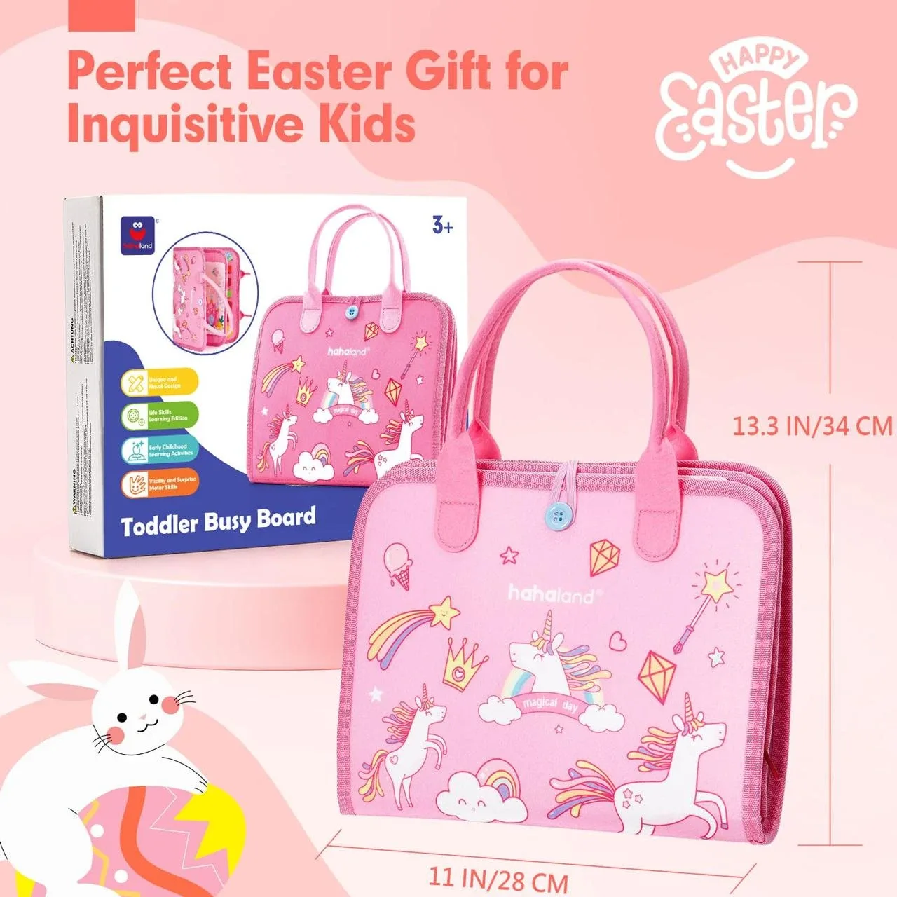 Hahaland Toddler Montessori Busy Board Unicorn - New in Box! image indicator(2)