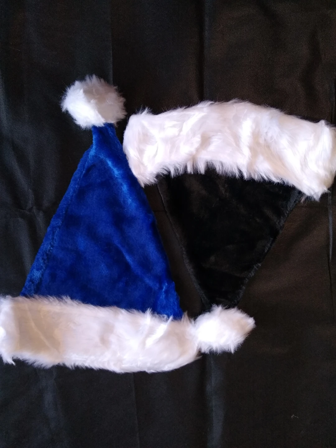Blue & Black Santa Hats - Holiday Fun!