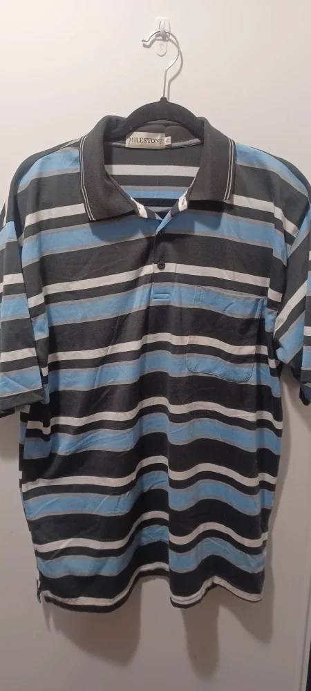 Milestone Striped Polo Shirt - Size XL